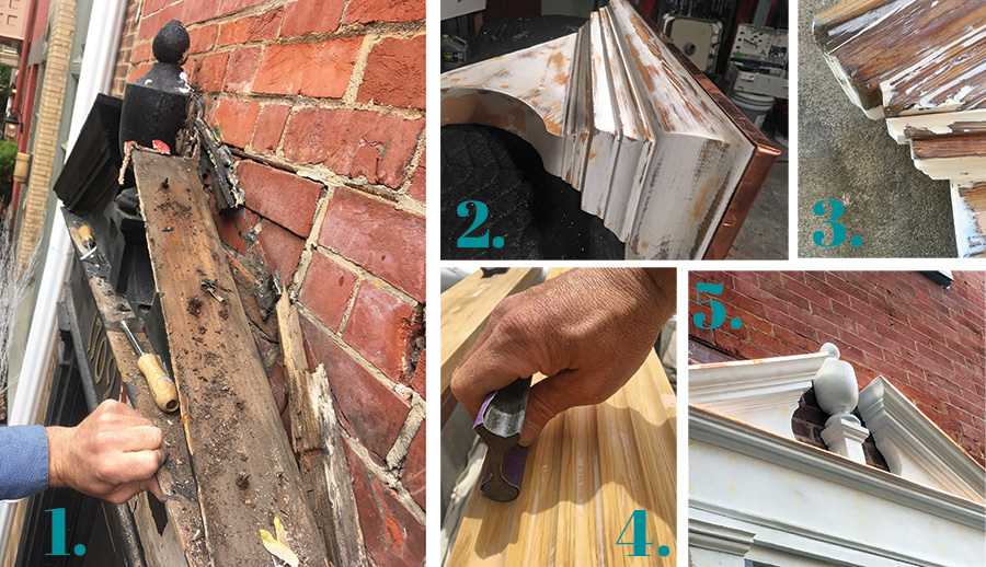 repairing a rotted pediment