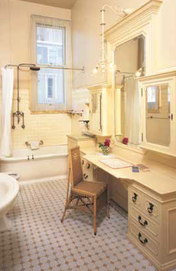 period bathroom with built-in vanity